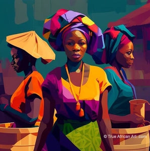 Yeb Silk Thread Art - Yeboah's | Ghana | "Marketplace 7" | Handmade | True African Art .com