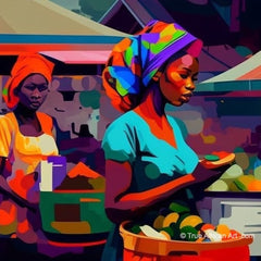 Yeb Silk Thread Art - Yeboah's | Ghana | "Marketplace 8" | Handmade  | True African Art .com