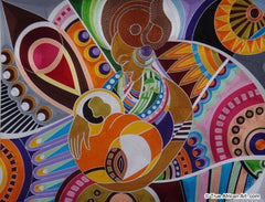 Yeboah Silk Thread Art - Yeb  |  Ghana  |  Mother and Child 2020  |  Hand Woven  |  True African Art .com