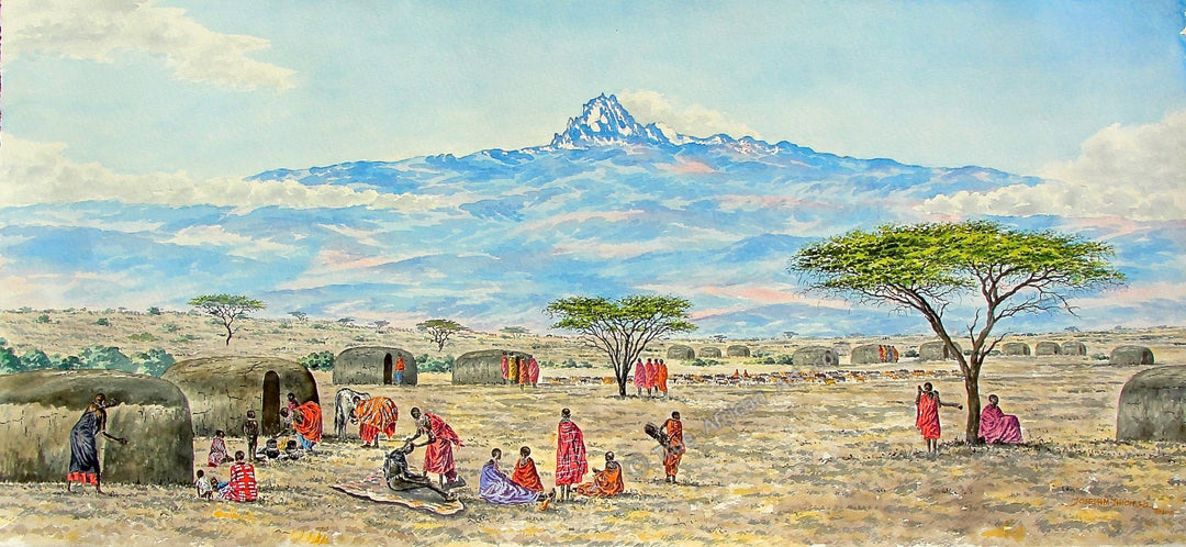 Joseph Thiongo | Mountain Village | True African Art .com