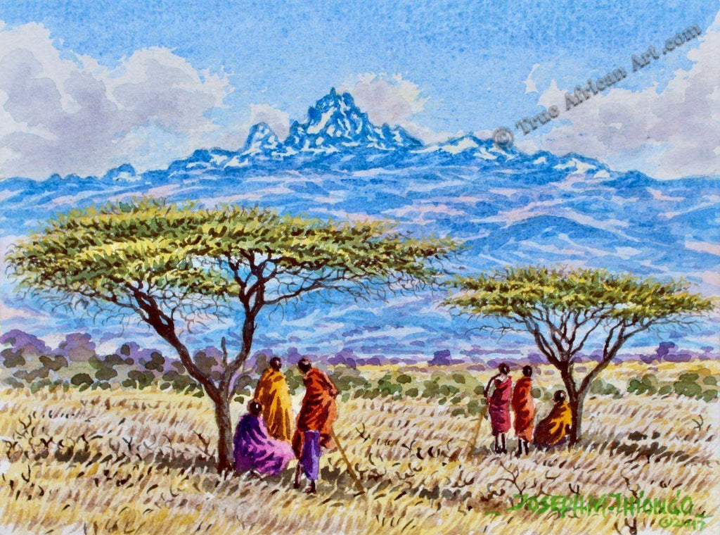 Maasai at Mount Kenya | Joseph Thiongo | True African Art .com