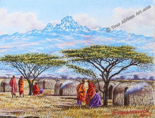 Mount Kenya with Maasai Village | Joseph Thiongo