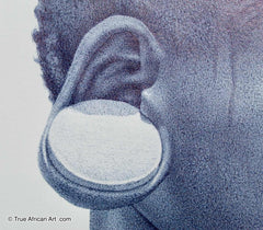 Close up of EarPlate, a common jewelry method made by specific tribes throughout Africa.