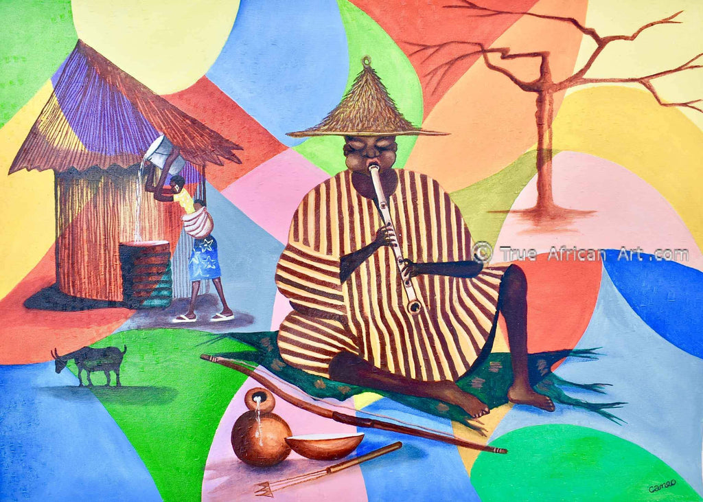 Francis Sampson  |  Ghana  |  "Music and Work"  |  True African Art .com