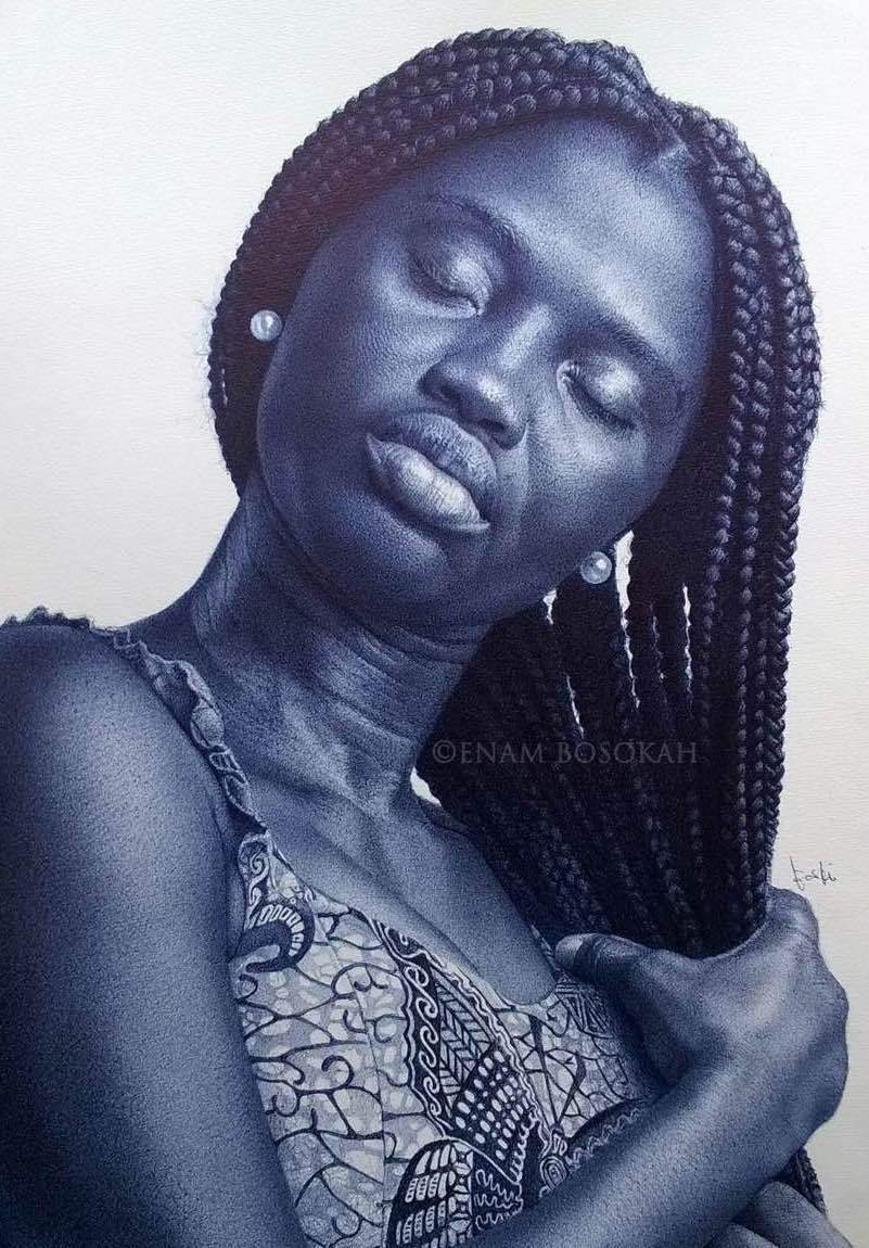 Enam Bosokah Ball Point Pen Portrait African Artist True African Art enam-bosokah-ball-point-pen-portrait-african-artist-true-african-art