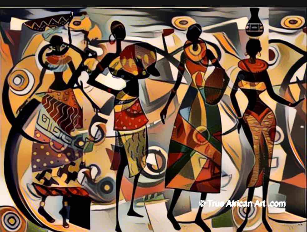 Yeb Silk Thread Art  |  Ghana  |  "Ready to Dance 2021"  |  Handmade  |  True African Art .com