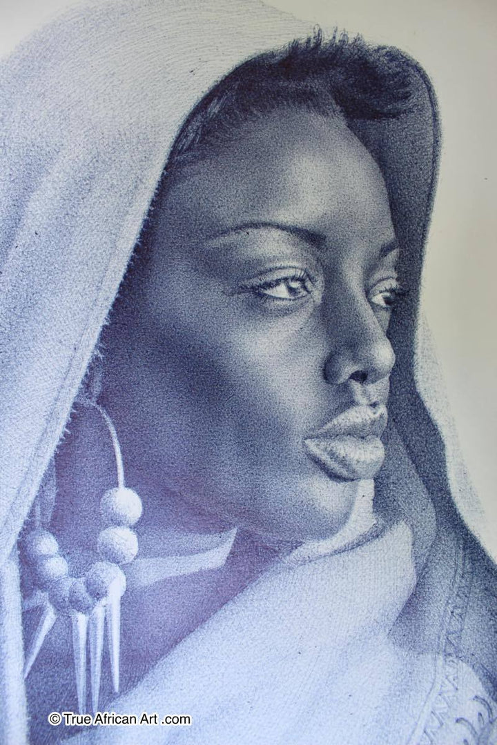 Close up of a Drawing by Ghanaian Enam Bosokah.