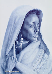 Enam Bosokah  |  Ghana  |  "Senegalese Woman"  |  Original  |  Pen on Paper  |  True African Art .com