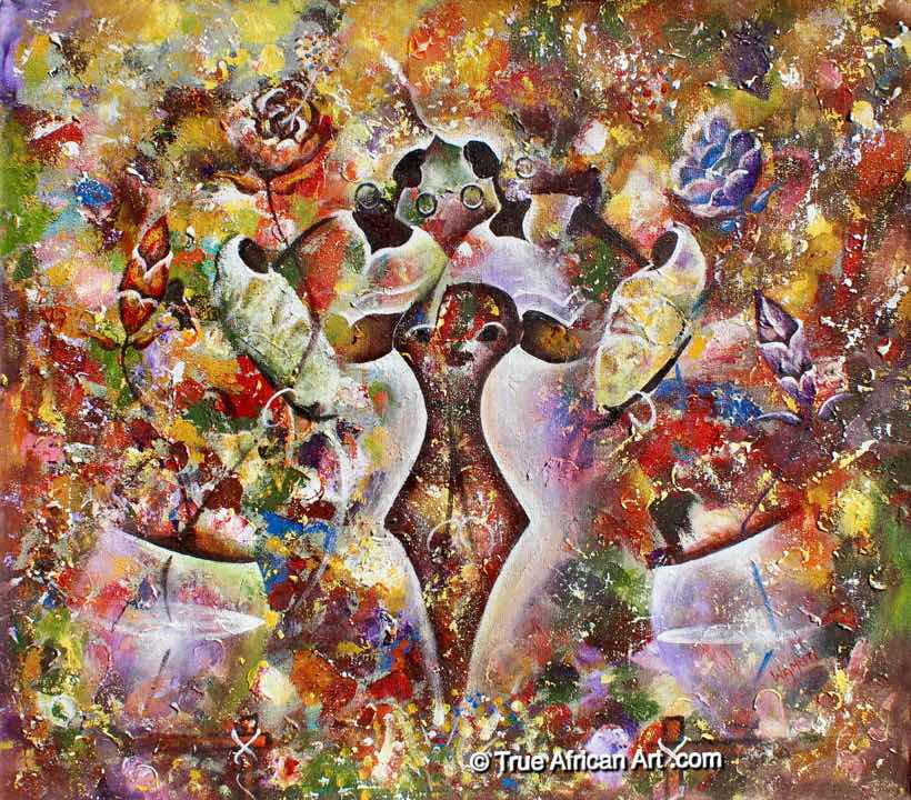 Willie Wamuti  |  Kenya  |  "Sisters"  |  Original  |  True African Art .com  