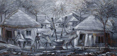 Paul Omidiran  |  Nigeria  |  "Village at Night"  |  Original  |  True African Art .com