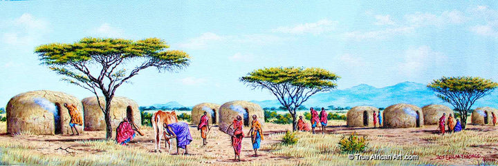 Joseph Thiongo | Kenya | "Village Life 1" | Original | True African Art .com