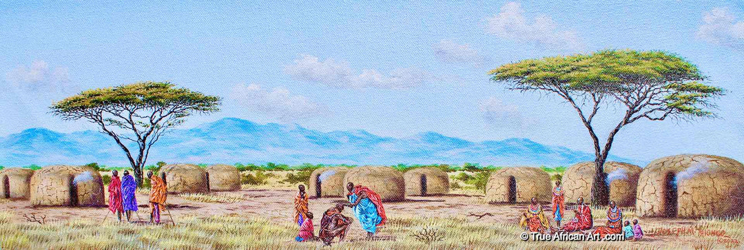 Joseph Thiongo | Kenya | "Village Life 2" | Original | True African Art .com