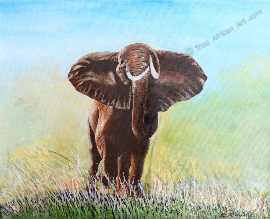 Richard Kimemia  -  "Wild Elephant"  -  True African Art.com