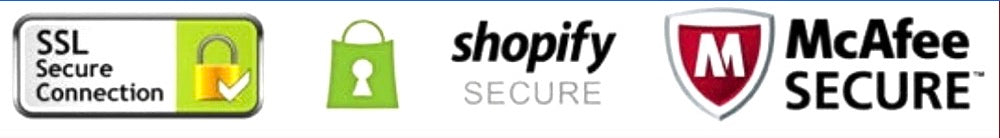 SSL Secure Connection, Shopify Secure, and McAfee Secure